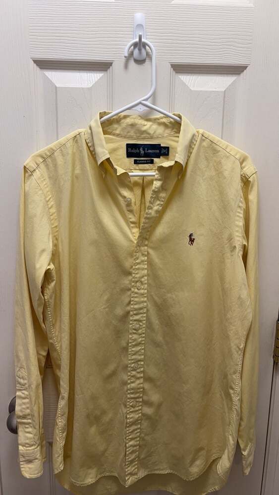 Ralph Lauren Classic Fit Button-Down Shirt, Yellow, Men's‎ Size 15 32/33